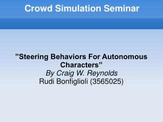 Crowd Simulation Seminar