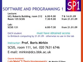 SOFTWARE AND PROGRAMMING 1