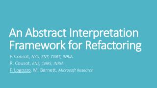 An Abstract Interpretation Framework for Refactoring