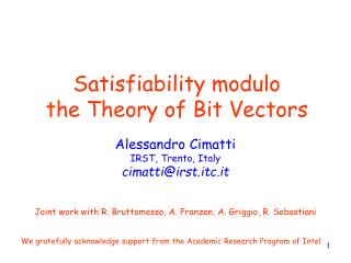 Satisfiability modulo the Theory of Bit Vectors