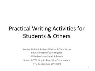 Practical Writing Activities for Students &amp; Others