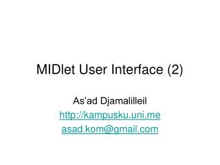 MIDlet User Interface (2)