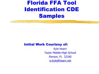 Florida FFA Tool Identification CDE Samples