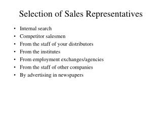 Selection of Sales Representatives