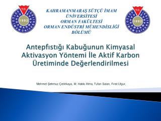 Antepfıstığı Kabuğunun Kimyasal Aktivasyon Yöntemi İle Aktif Karbon Üretiminde Değerlendirilmesi