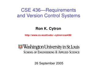 CSE 436—Requirements and Version Control Systems