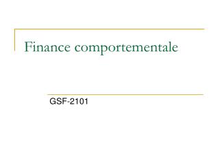 Finance comportementale