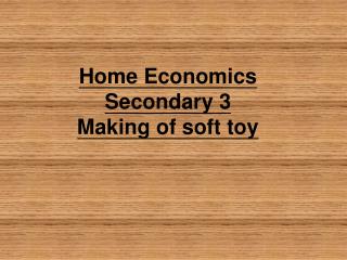 Home Economics Secondary 3 Making of soft toy