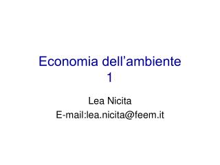 Economia dell’ambiente 1