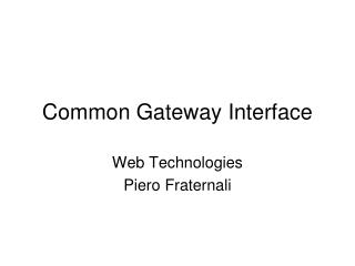 Common Gateway Interface