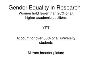 Gender Equality in Research