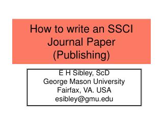 How to write an SSCI Journal Paper (Publishing)