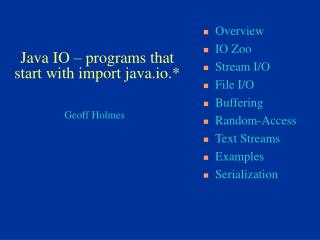 Java IO – programs that start with import java.io.*