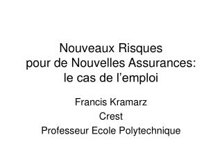 Nouveaux Risques pour de Nouvelles Assurances: le cas de l’emploi