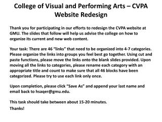 College of Visual and Performing Arts – CVPA Website Redesign