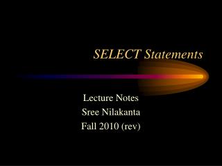 SELECT Statements