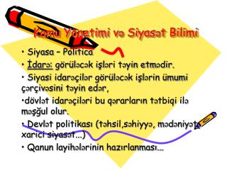 Kamu Y önetimi və Siyas ə t Bilimi