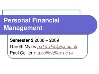 Personal Financial Management