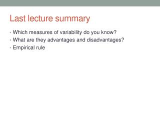 Last lecture summary