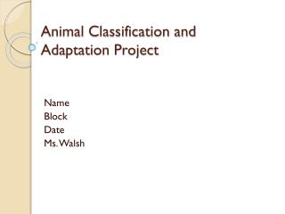 Animal Classification and Adaptation Project