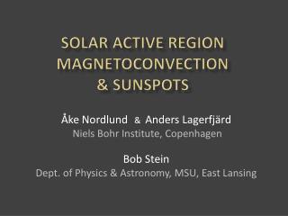 Solar ACTIVE REGION MAGNETOCONVECTION &amp; SUNSPOTS