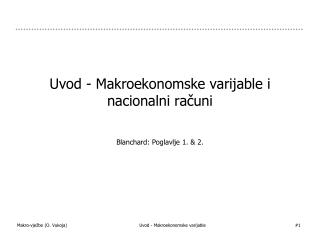 Uvod - Makroekonomske varijable i nacionalni računi