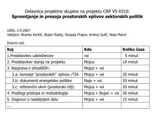 Delavnica projektne skupine na projektu CRP V5-0310: