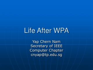 Life After WPA