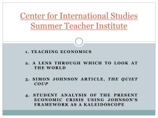 Center for International Studies Summer Teacher Institute