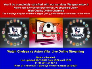 Chelsea vs Aston Villa LIVE STREAM ONLINE EPL TV SHOW