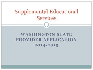 Supplemental Educational Services