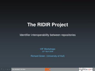 The RIDIR Project Identifier interoperability between repositories