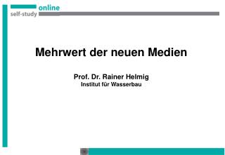Mehrwert der neuen Medien Prof. Dr. Rainer Helmig Institut für Wasserbau
