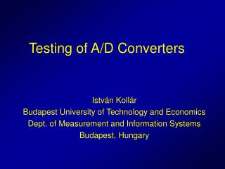 Testing of A/D Converters