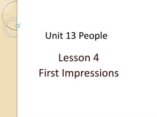 Unit 13 People