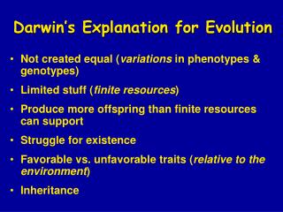 Darwin’s Explanation for Evolution