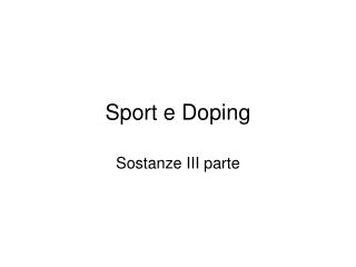 Sport e Doping