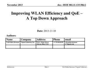 Improving WLAN Efficiency and QoE – A Top Down Approach