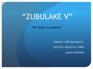 “ZUBULAKE V”