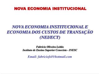 NOVA ECONOMIA INSTITUCIONAL