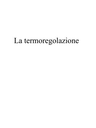 La termoregolazione