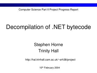 Decompilation of .NET bytecode