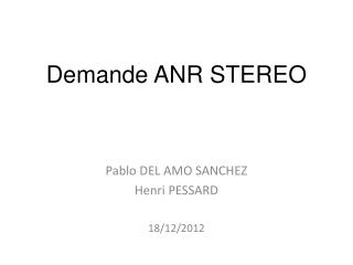 Demande ANR STEREO