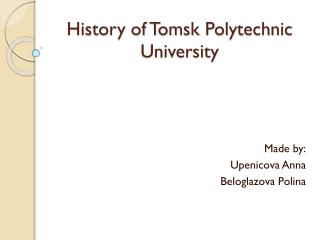 History of Tomsk Polytechnic University