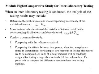 Module Eight:Comparative Study for Inter-laboratory Testing