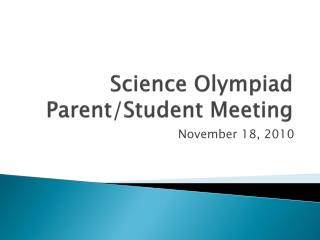 Science Olympiad Parent/Student Meeting