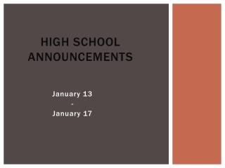 High School Announcements