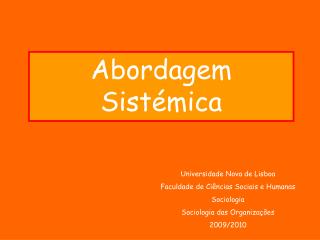 Abordagem Sistémica