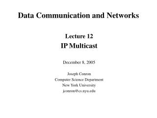 Data Communication and Networks