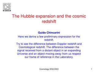 The Hubble expansion and the cosmic redshift